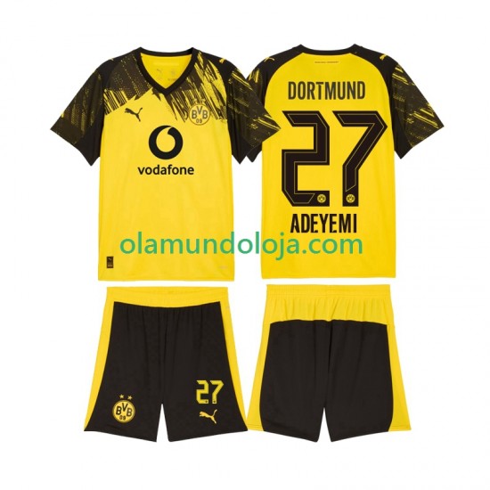 Camisola Borussia Dortmund Karim Adeyemi 27 Criança Equipamento Primeiro 2025-2026 Manga Curta
